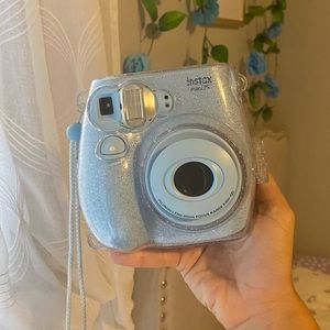 Blue Instax Mini 7S Instant Film Camera w/ Clear Case
